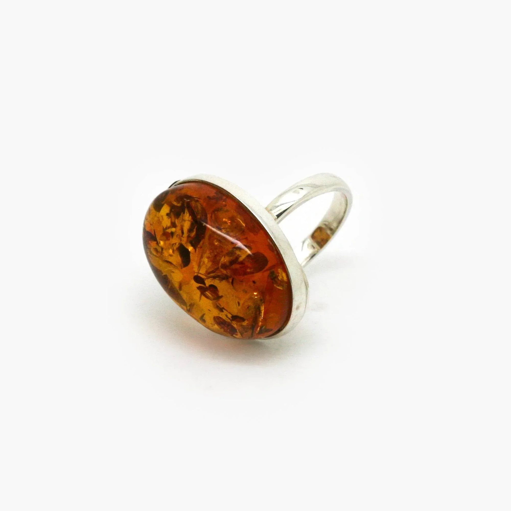 Adjustable Silver Dark Amber Ring - Jordans Jewellers