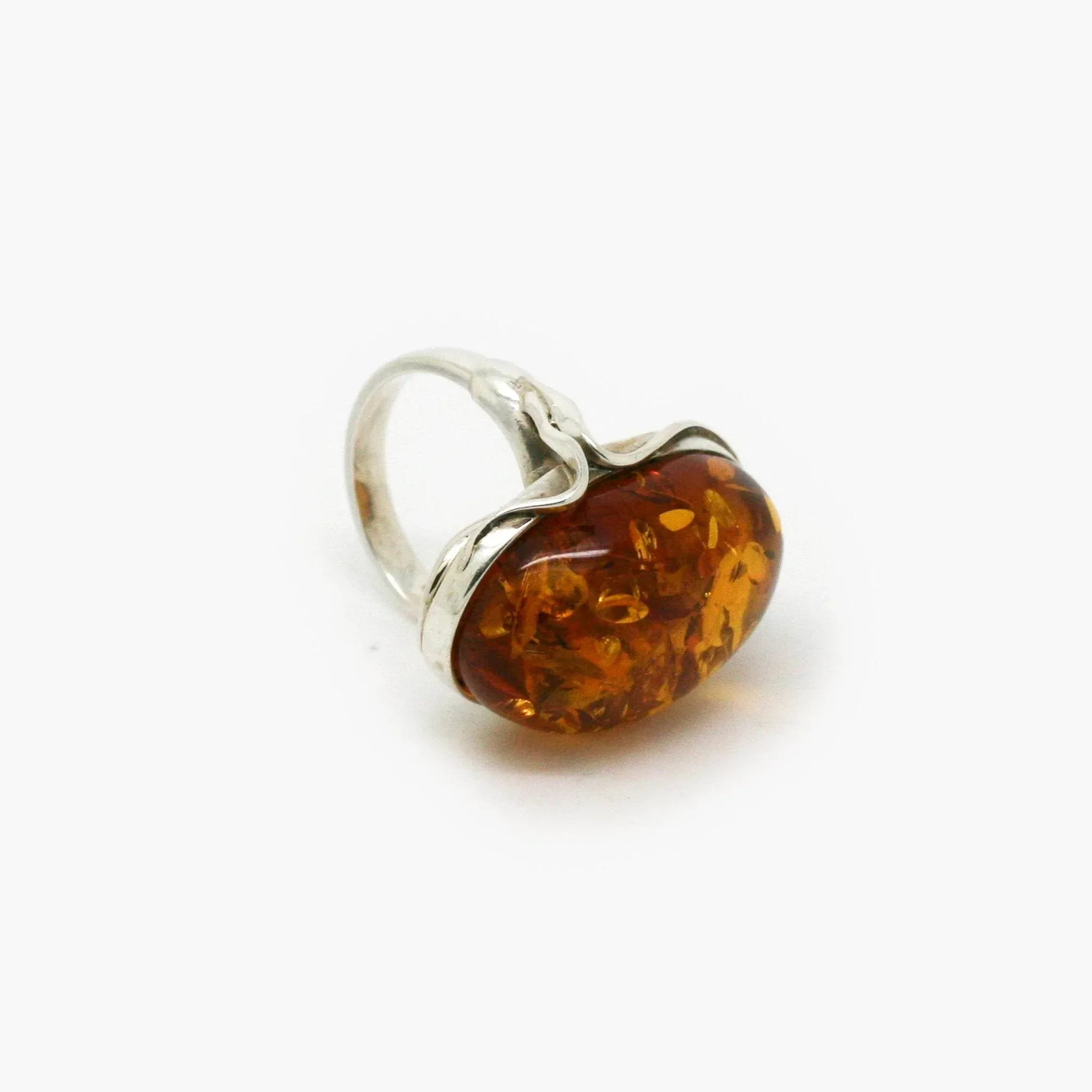 Adjustable Silver Dark Amber Ring - Jordans Jewellers