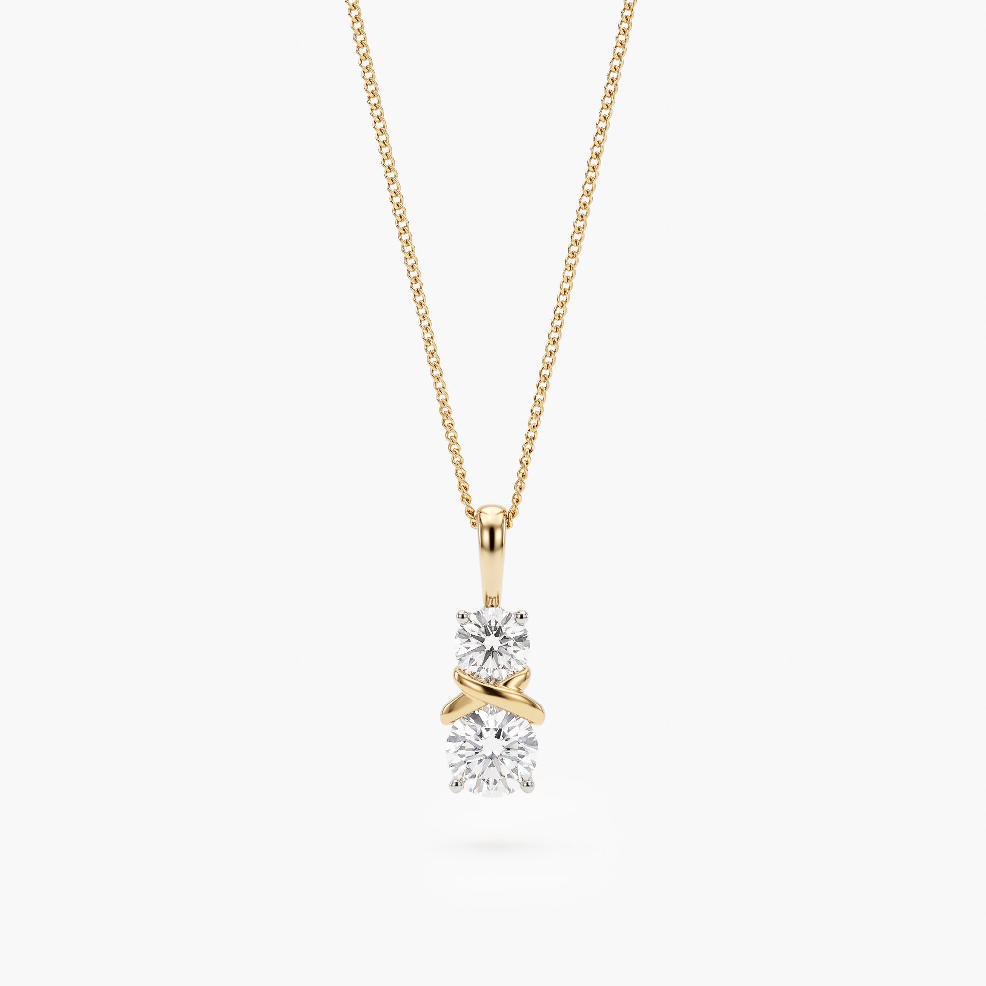 9ct Yellow Gold Lab Grown Diamond Two-Stone Kiss Pendant Necklace