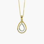 Two Tone CZ Teardrop Pendant Necklace in 9ct Gold - Jordans Jewellers