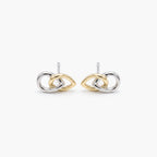 9ct Two-Tone Gold Interlocking Teardrop Stud Earrings