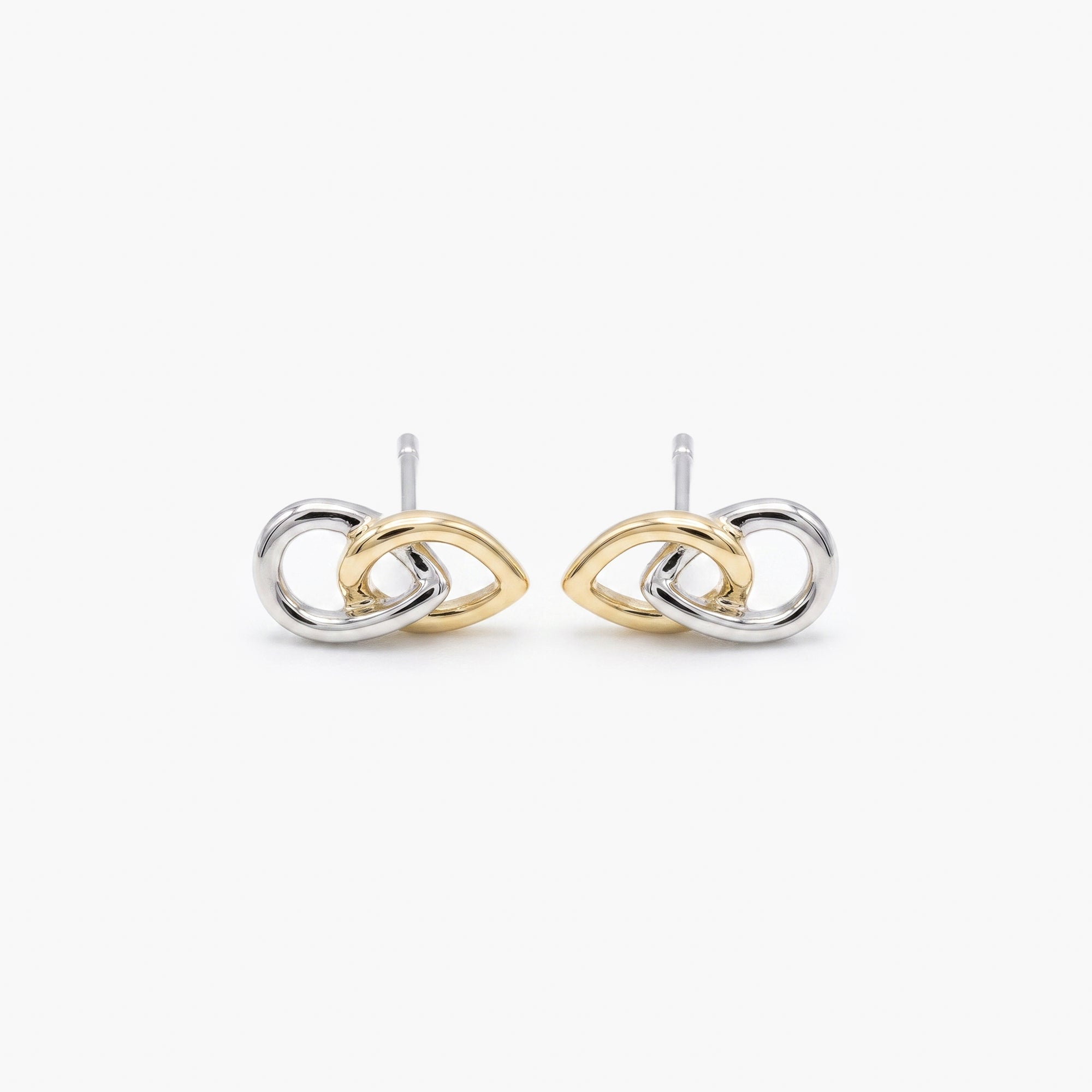 9ct Two-Tone Gold Interlocking Teardrop Stud Earrings