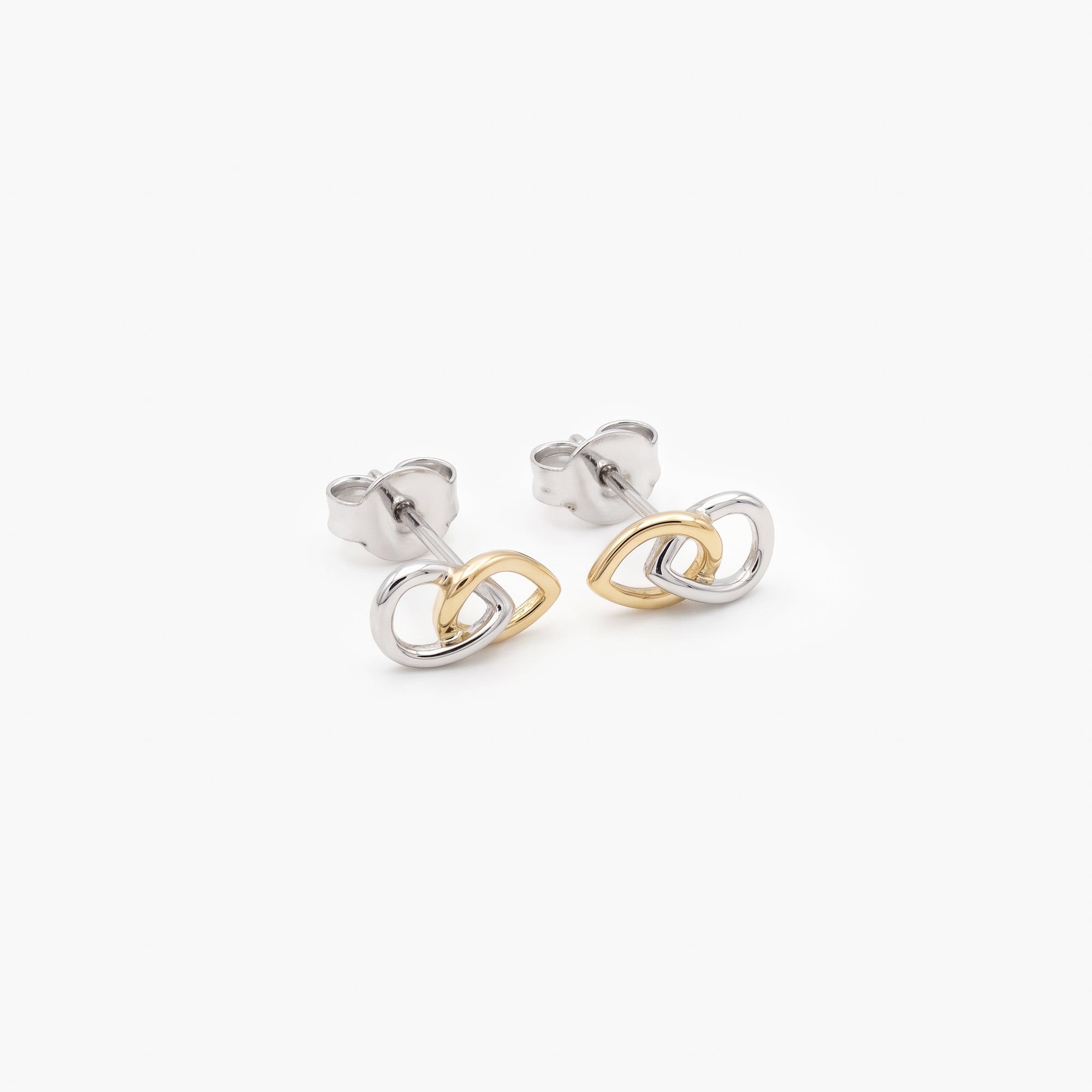 9ct Two-Tone Gold Interlocking Teardrop Stud Earrings
