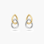 9ct Two-Tone Gold Interlocking Teardrop Stud Earrings