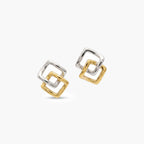 9ct Two-Tone Gold Interlocking Square Stud Earrings
