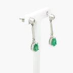 Pear Shaped Emerald & Diamond Drop Earrings - Jordans Jewellers