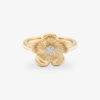 9ct Gold Diamond Flower Ring front view