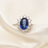 Pre-Owned Sapphire & Diamond Halo Cluster Ring