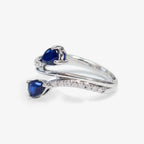 9ct Gold Sapphire & Diamond 0.20ct Crossover Ring side view