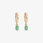 9ct Gold Emerald Drop Earrings front view