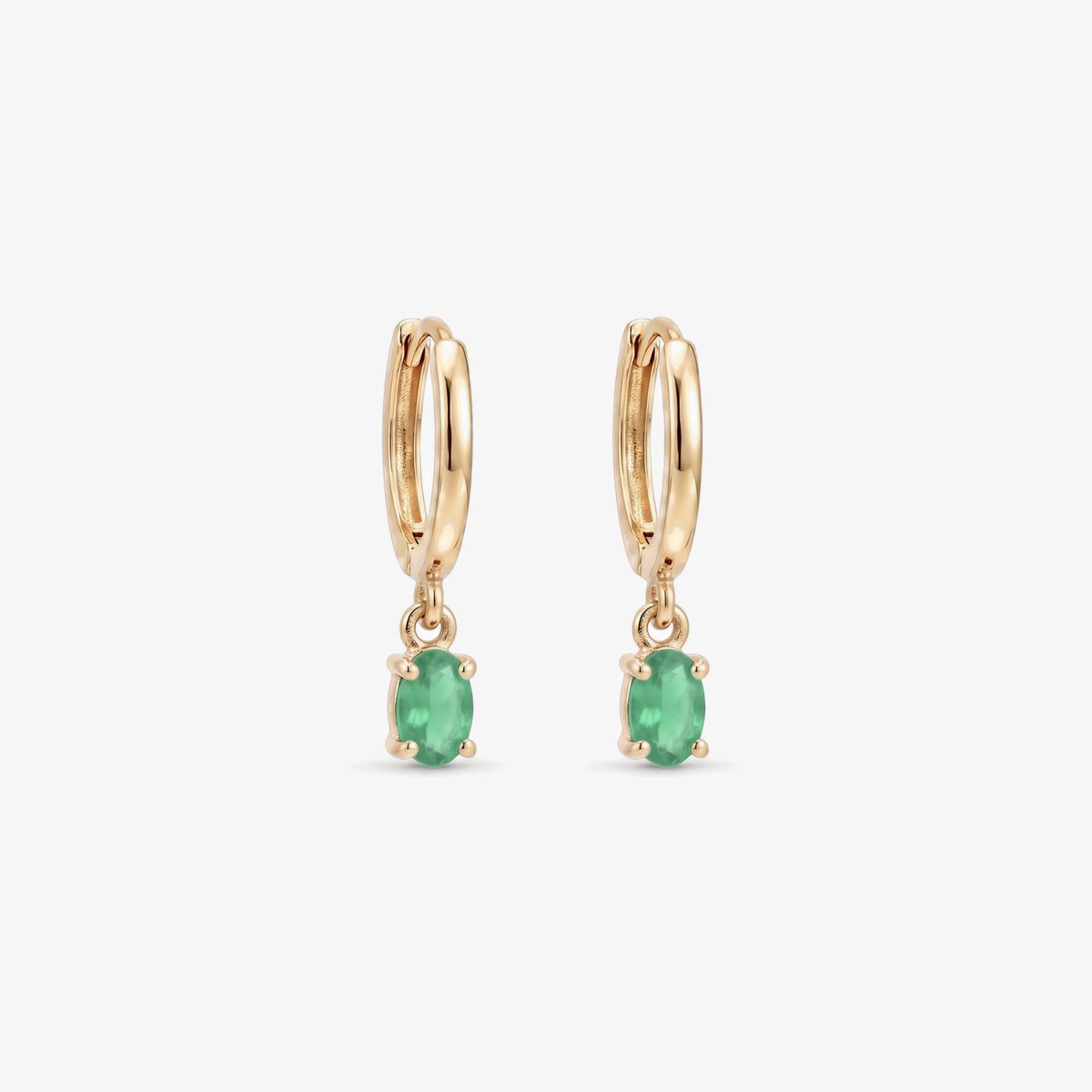 9ct Gold Emerald Drop Earrings front view
