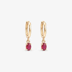 9ct Gold Ruby 0.42ct Drop Earrings - Front View