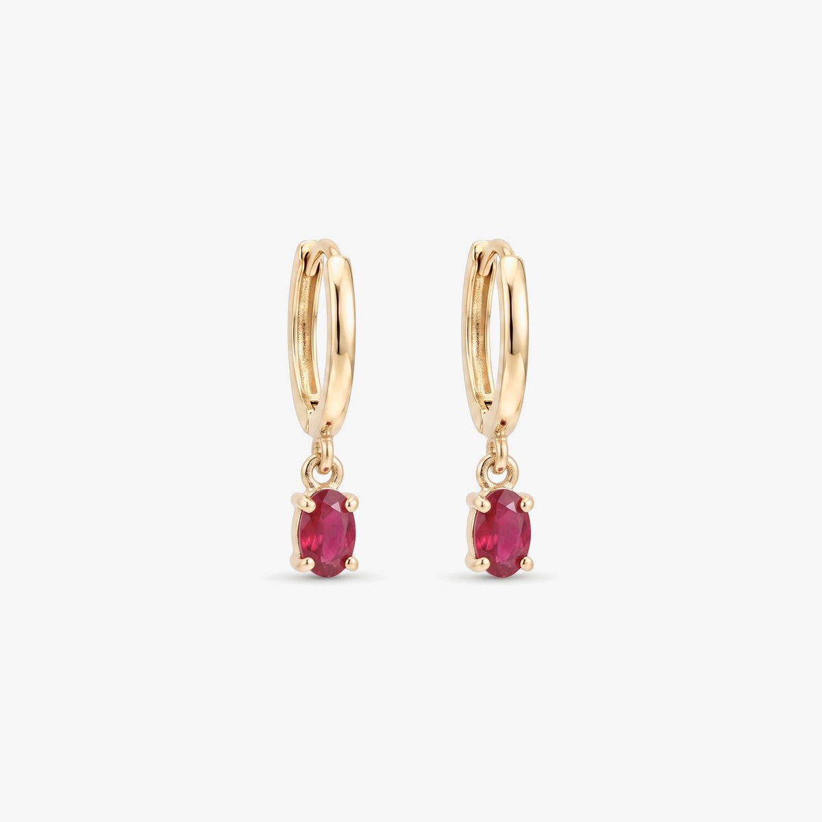 9ct Gold Ruby 0.42ct Drop Earrings - Front View