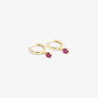 9ct Gold Ruby 0.42ct Drop Earrings - Detail View