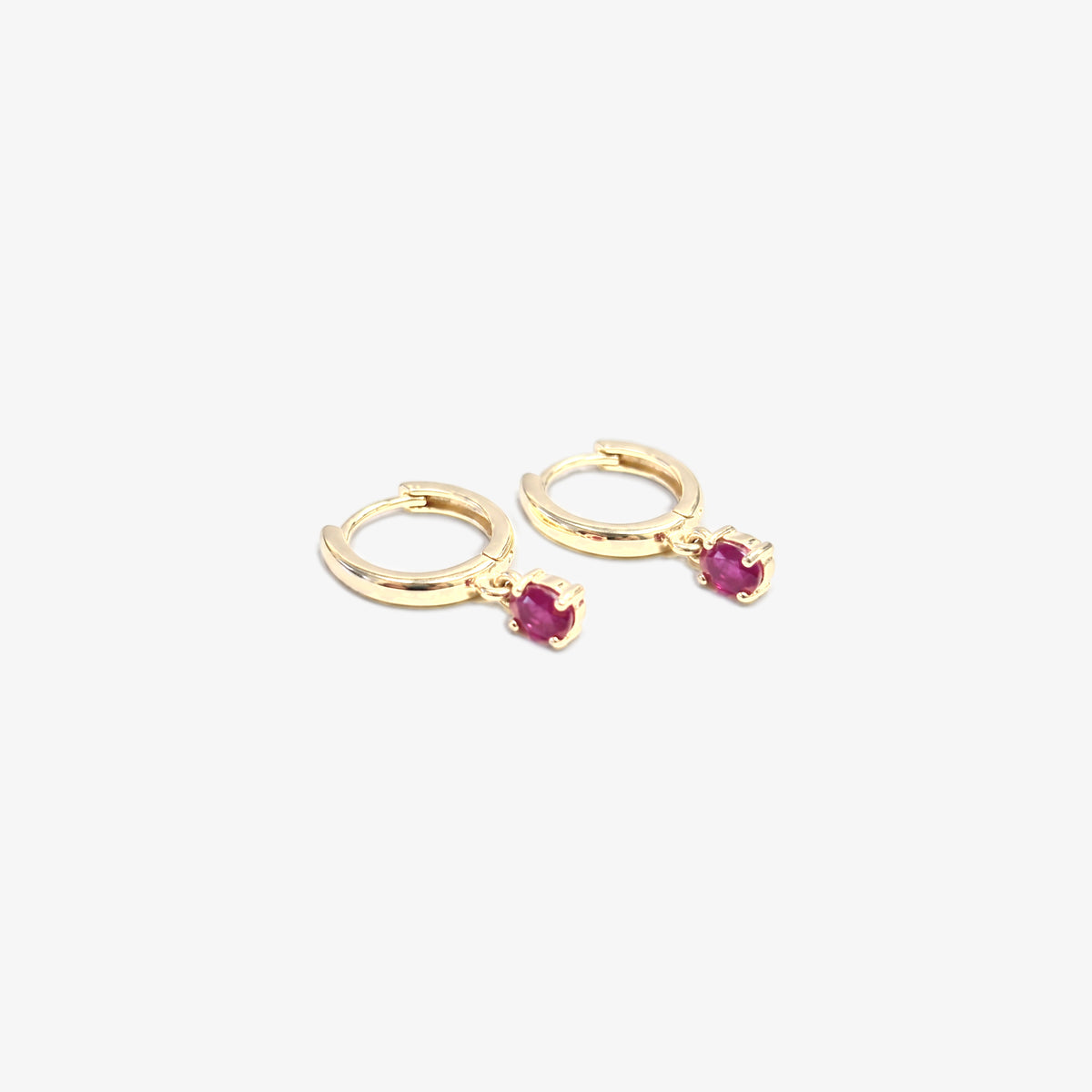 9ct Gold Ruby 0.42ct Drop Earrings - Detail View