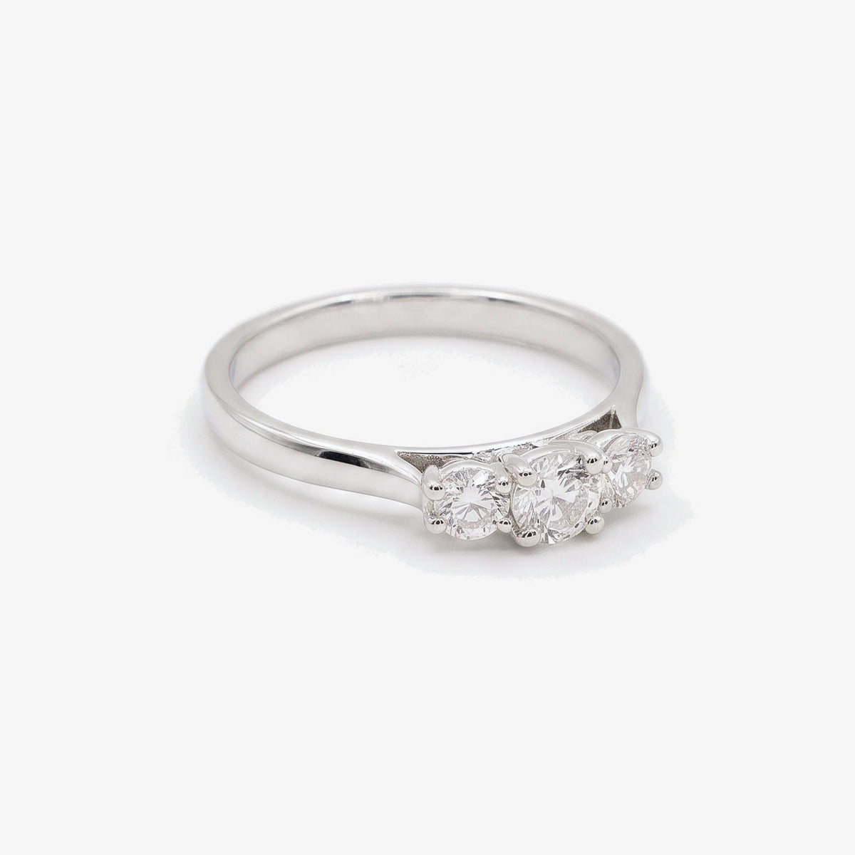 9ct Gold Diamond Three Stone Ring side view