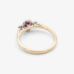 9ct Gold Ruby & Diamond 0.10ct Halo Ring close up