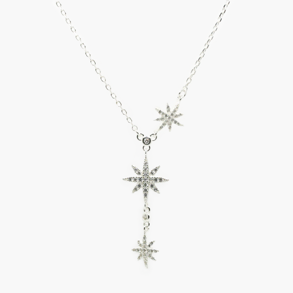 NEW Silver Three Star Necklace