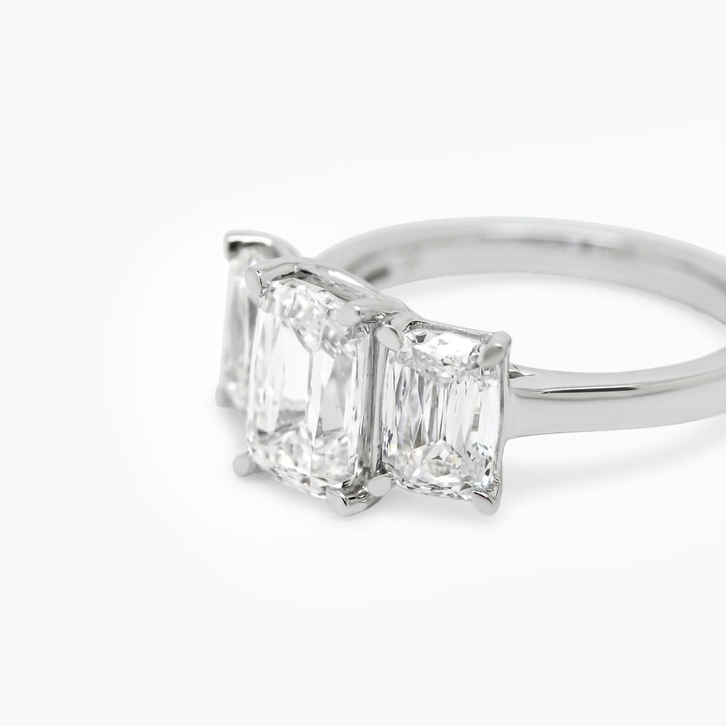 Platinum 4.11ct Criss Cut Diamond Three Stone Ring