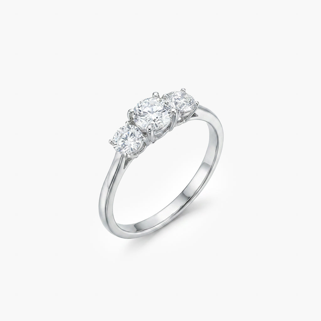 9ct White Gold 1.00ct Diamond Trilogy Ring