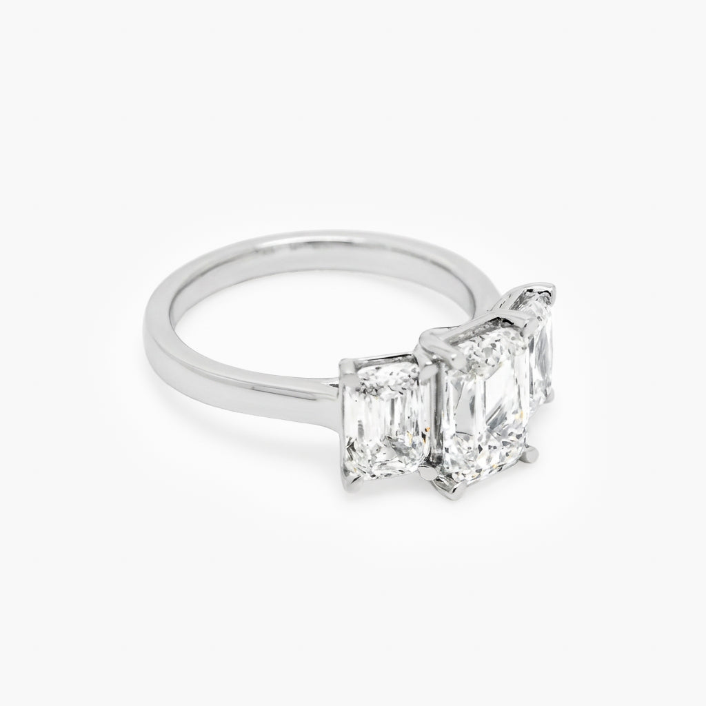 Platinum 4.11ct Criss Cut Diamond Three Stone Ring
