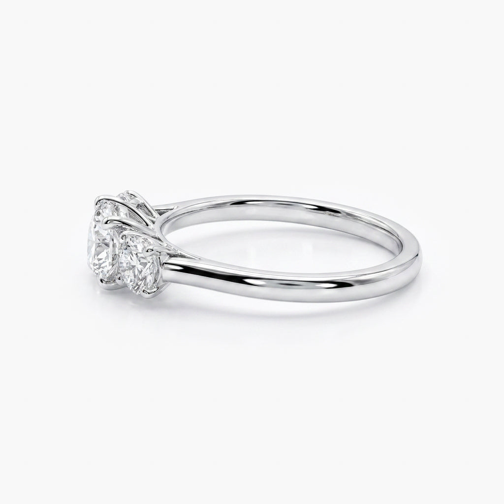 9ct White Gold 1.00ct Diamond Trilogy Ring