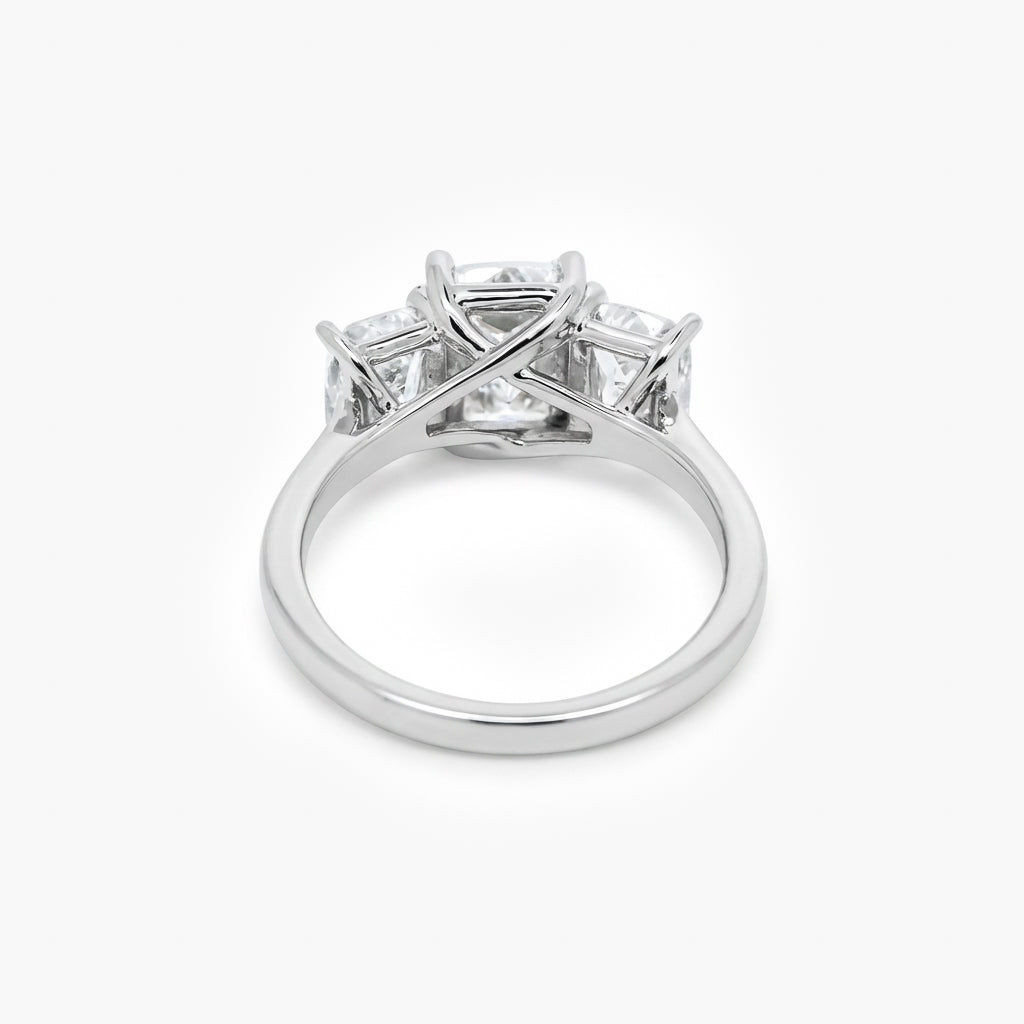 Platinum 4.11ct Criss Cut Diamond Three Stone Ring