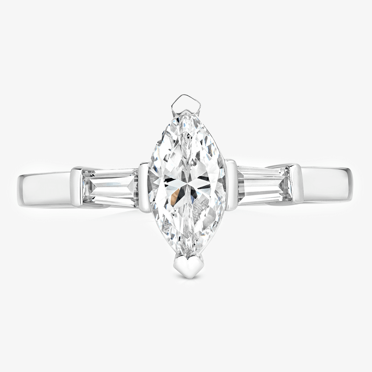 NEW Three Stone Marquise Cut White Ring - Jordans Jewellers
