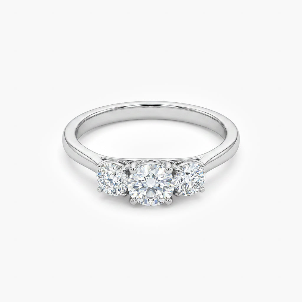 9ct White Gold 1.00ct Diamond Trilogy Ring