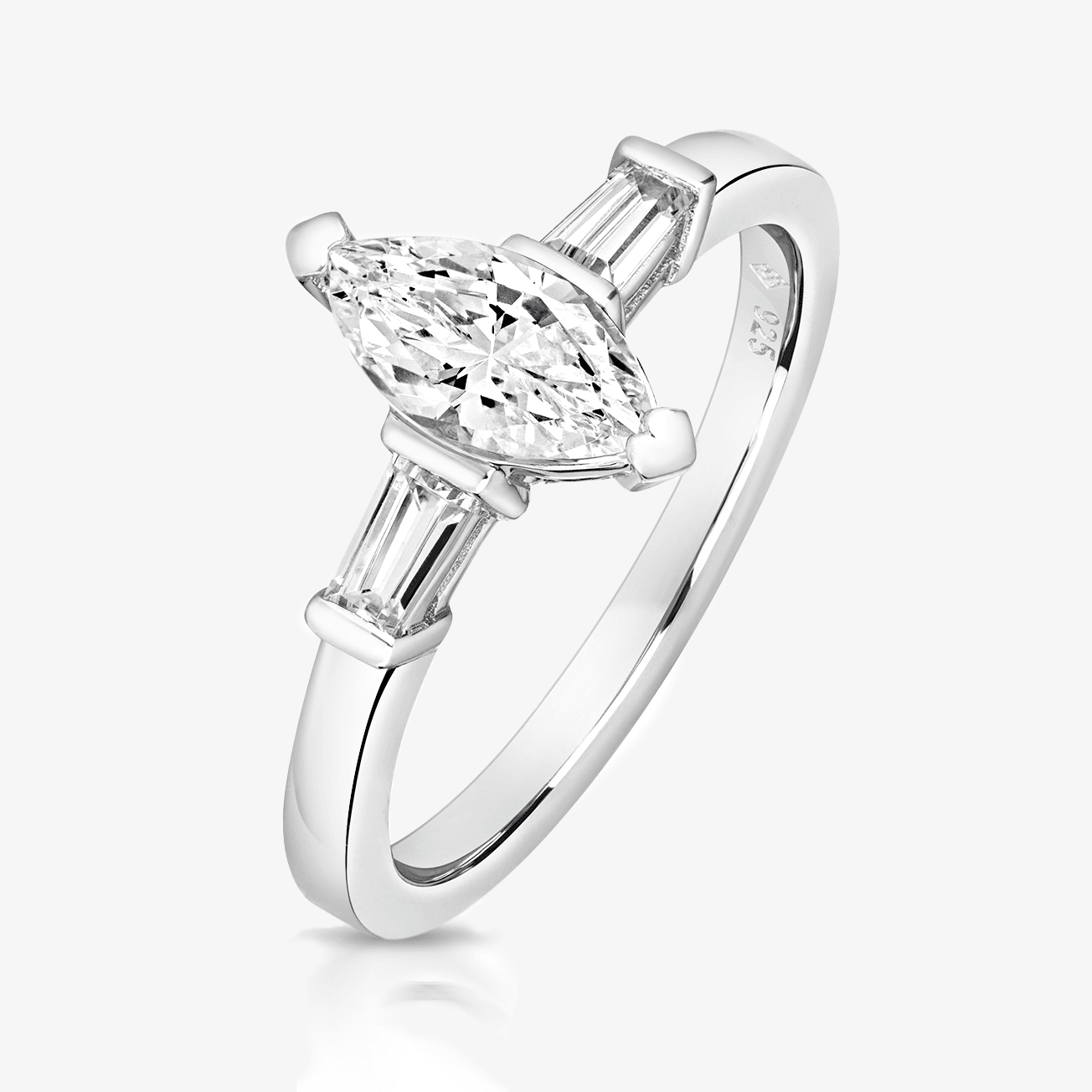 NEW Three Stone Marquise Cut White Ring - Jordans Jewellers