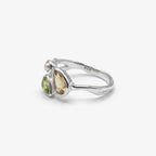 Silver & 14ct Gold Peridot, Citrine & Pearl Ring side view