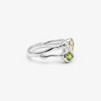 Silver & 14ct Gold Peridot, Citrine & Pearl Ring detail view