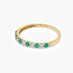 9ct Yellow Gold Emerald and Diamond Half Eternity Ring - Jordans Jewellers