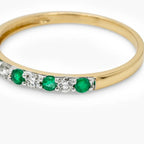 9ct Yellow Gold Emerald and Diamond Half Eternity Ring - Jordans Jewellers