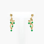 Emerald Four Stone Drop Earrings in 9ct Yellow Gold - Jordans Jewellers