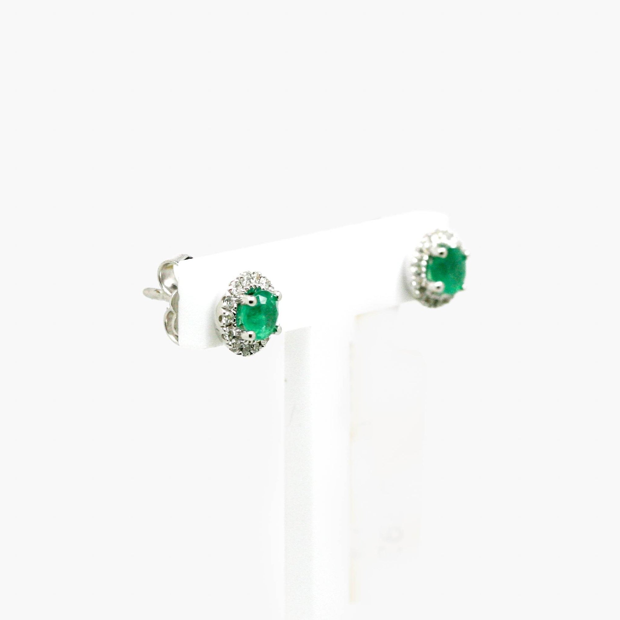 Round Emerald & Diamond Stud Earrings - Jordans Jewellers
