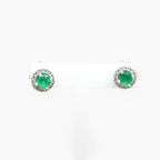 Round Emerald & Diamond Stud Earrings - Jordans Jewellers