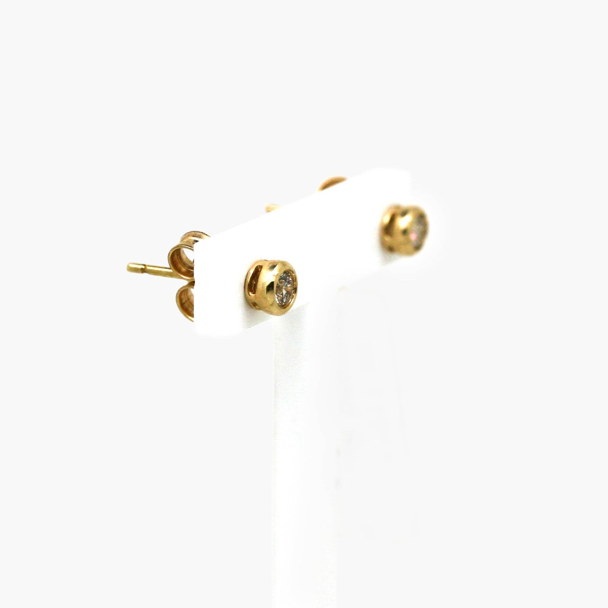 Rubover Set Diamond Stud Earrings in 9ct Yellow Gold - Jordans Jewellers