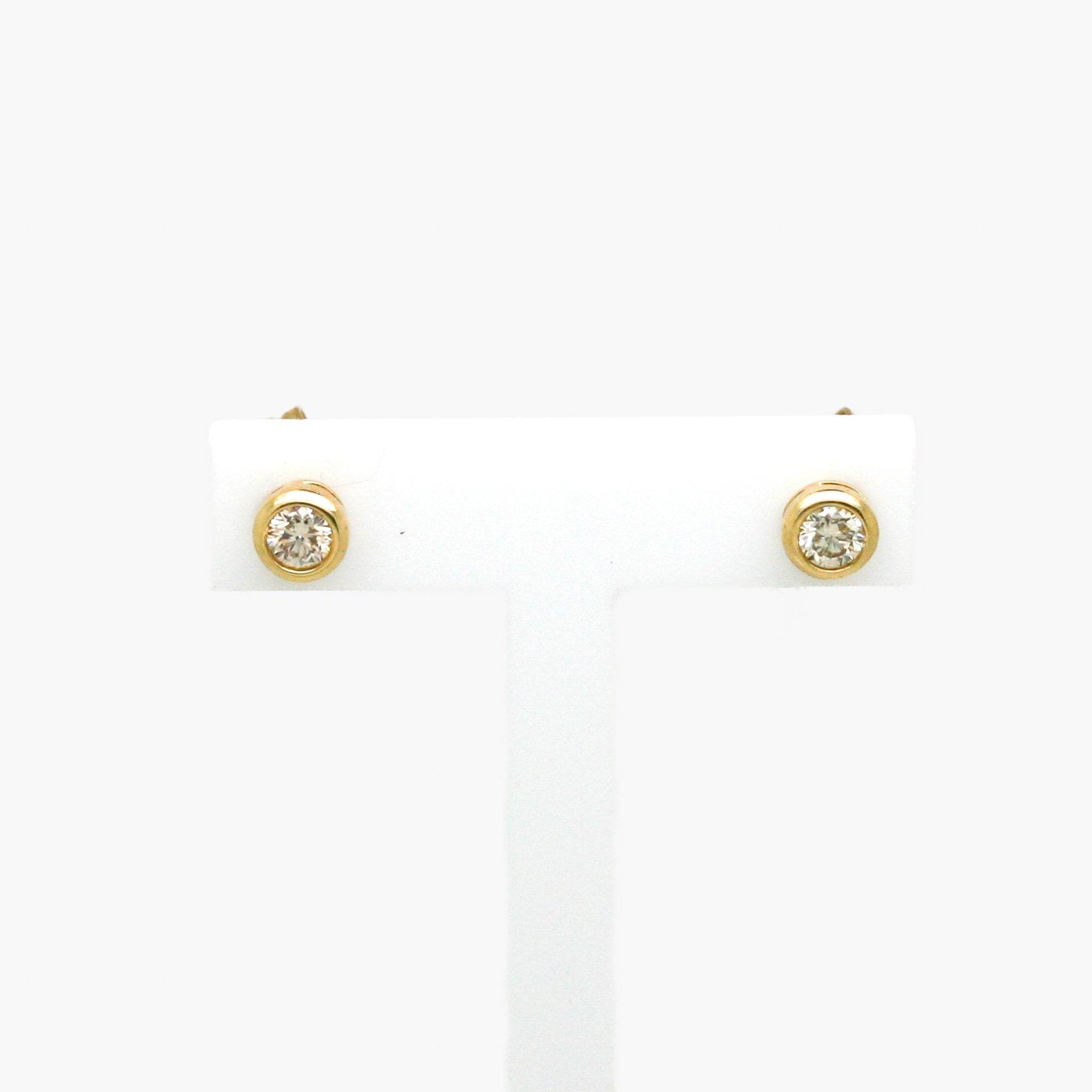 Rubover Set Diamond Stud Earrings in 9ct Yellow Gold - Jordans Jewellers
