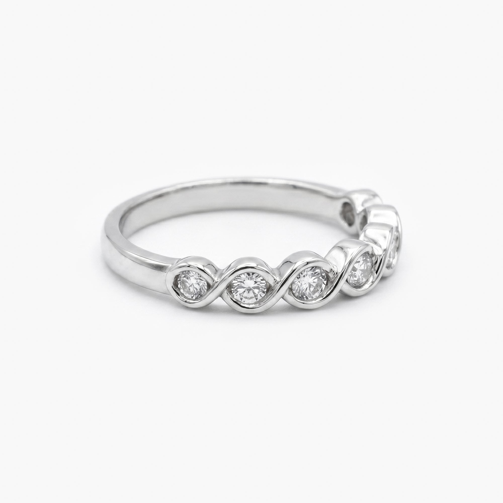 18ct White Gold 0.38ct Diamond 7-Stone Twist Half Eternity Ring