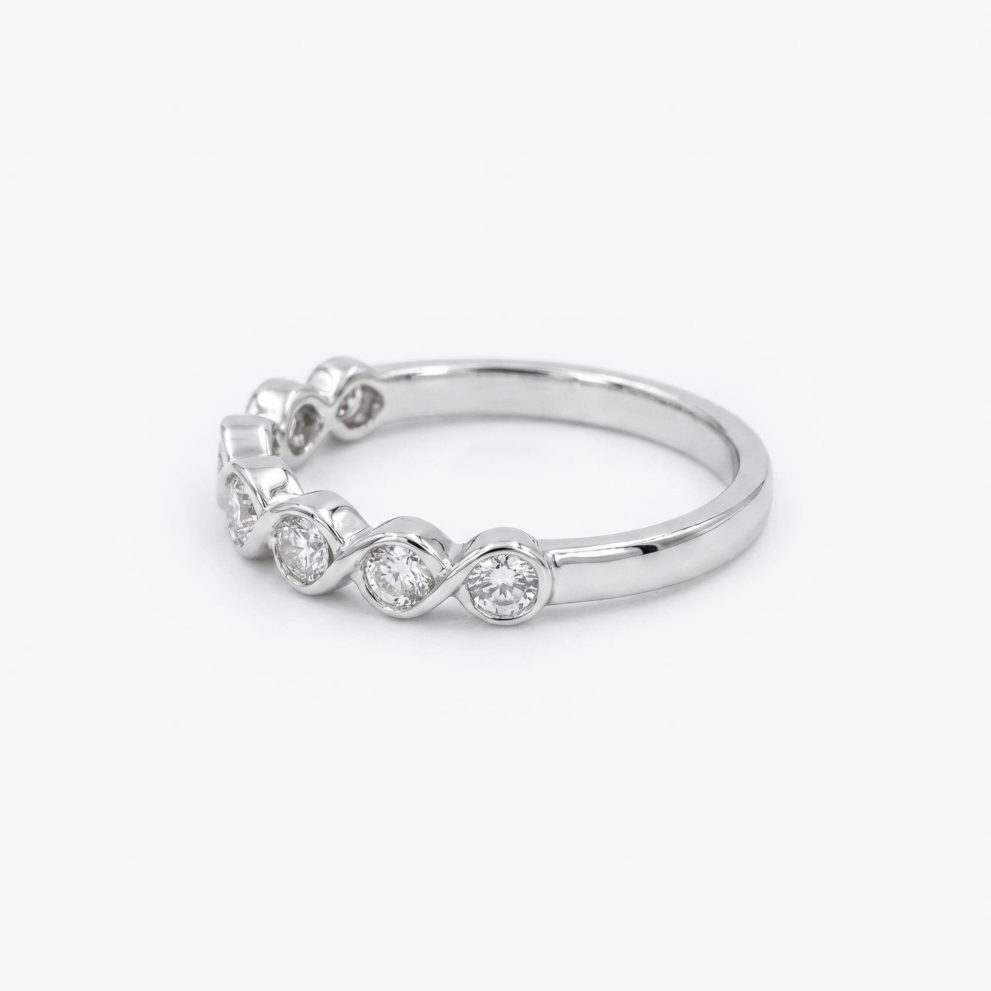 18ct White Gold 0.38ct Diamond 7-Stone Twist Half Eternity Ring