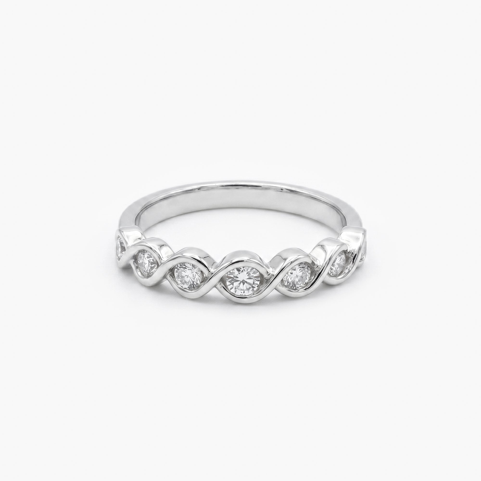 18ct White Gold 0.38ct Diamond 7-Stone Twist Half Eternity Ring
