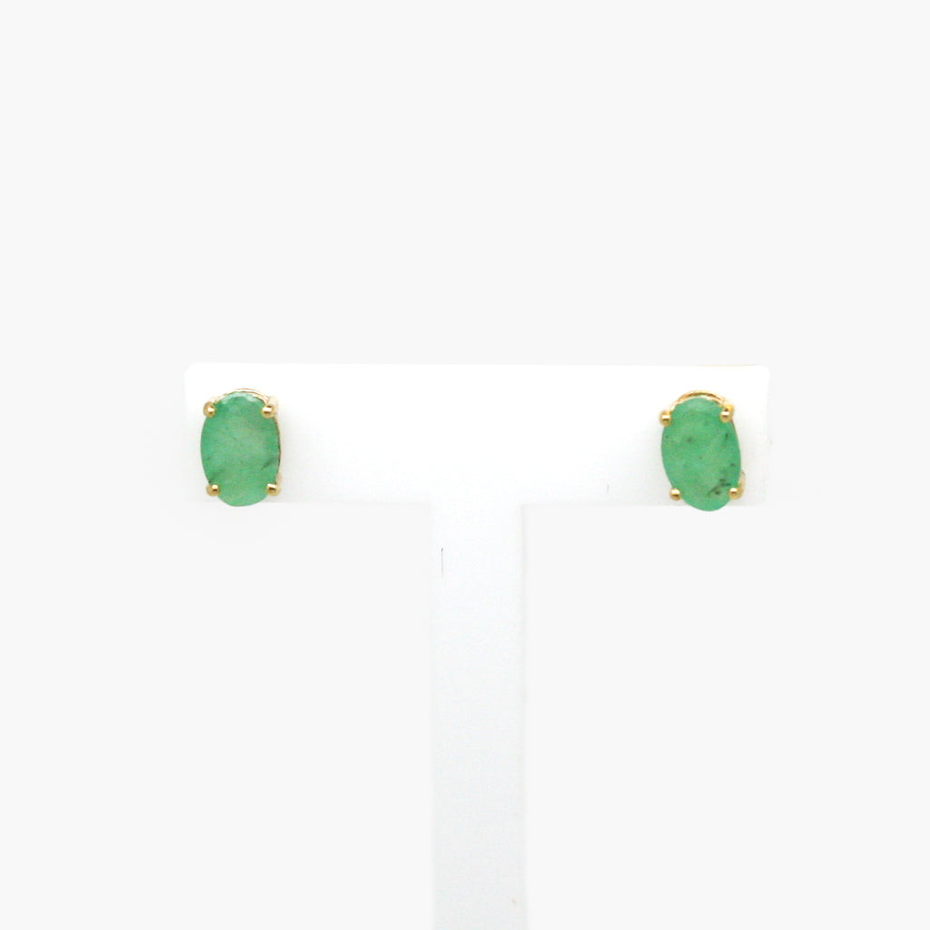 oval emerald studs