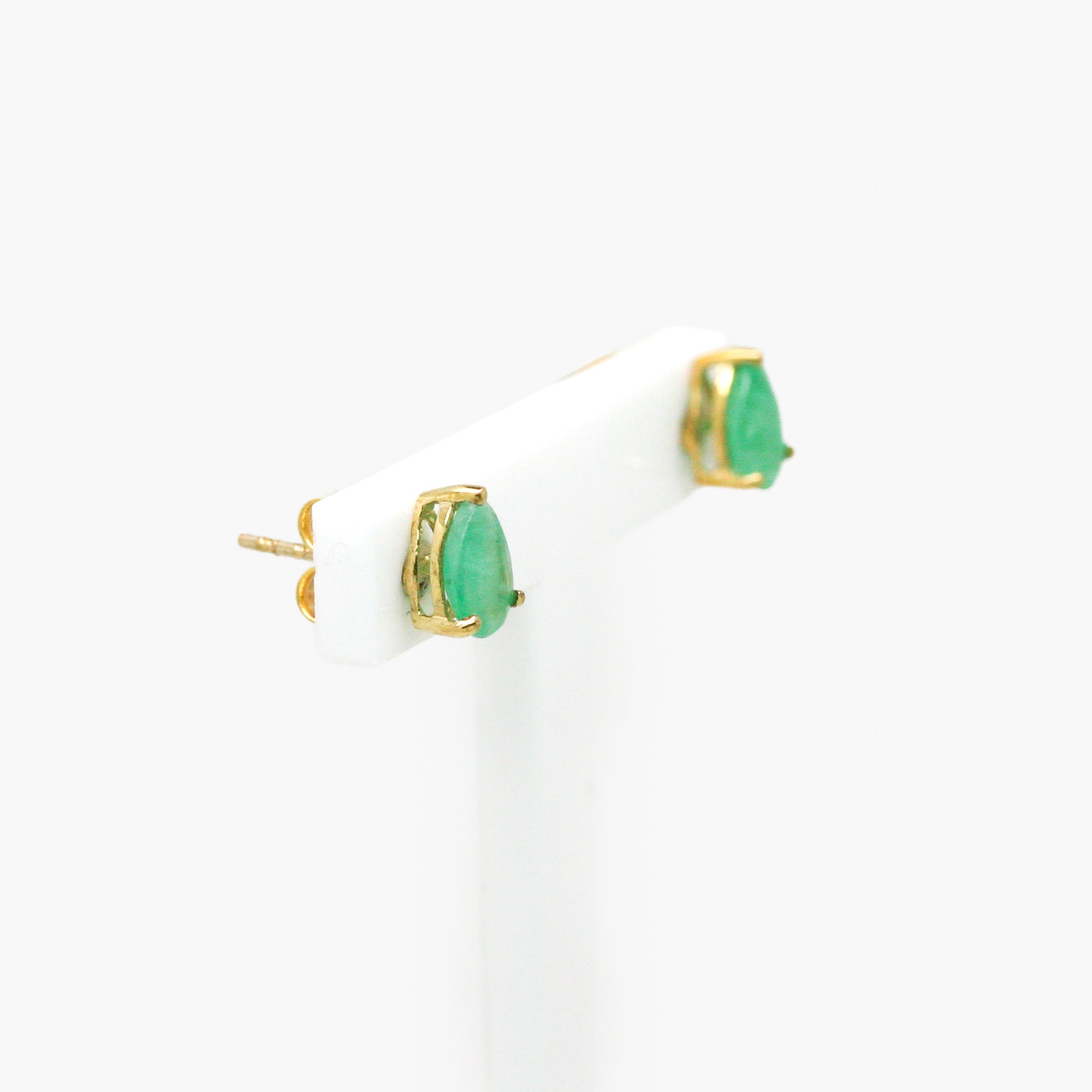 pear emerald studs