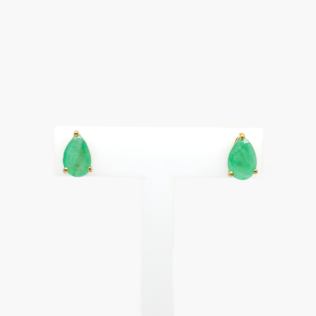 pear emerald studs