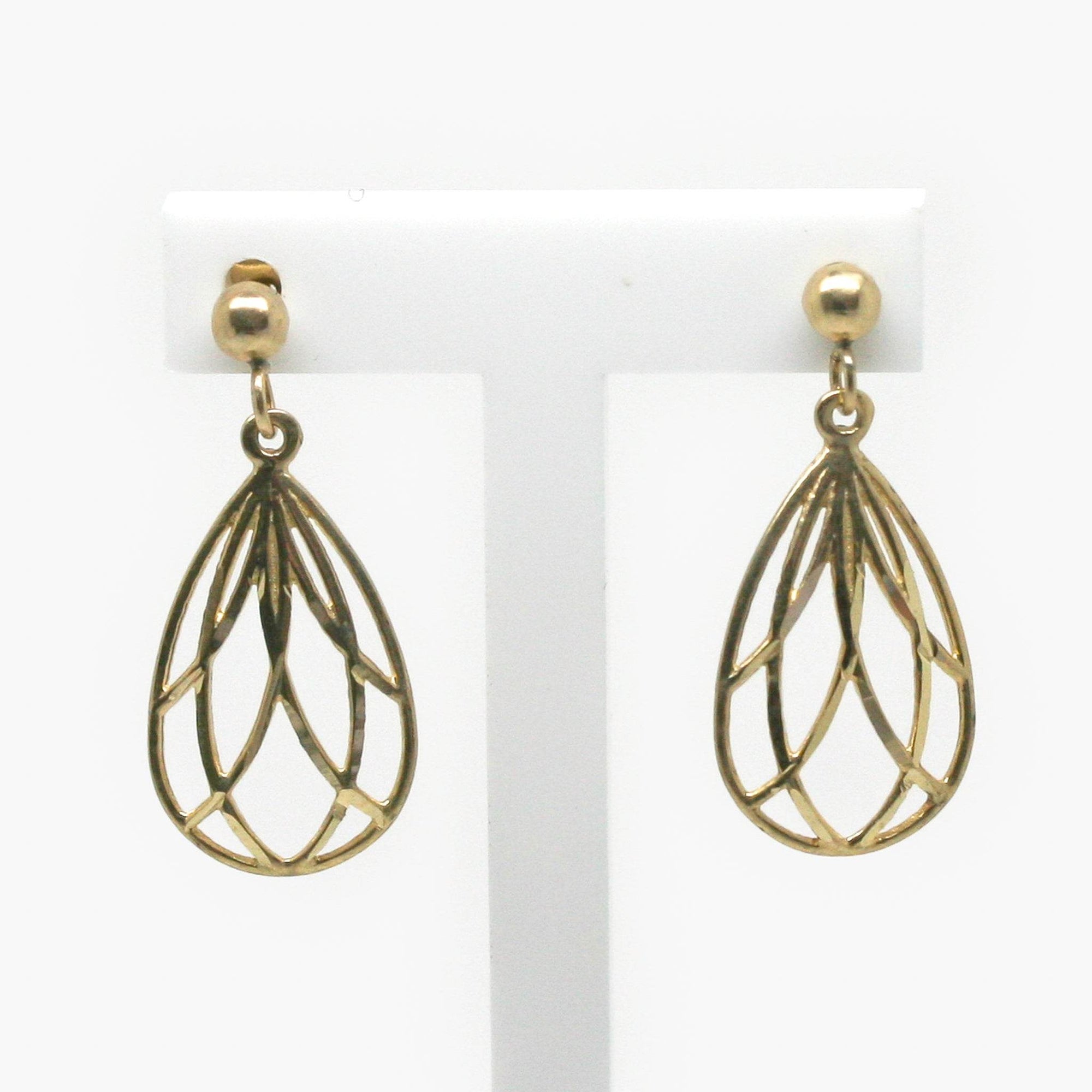9 Carat Gold Decorative Teardrop Earrings - Jordans Jewellers