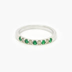 9ct White Gold Emerald & Diamond Half Eternity Ring - Jordans Jewellers