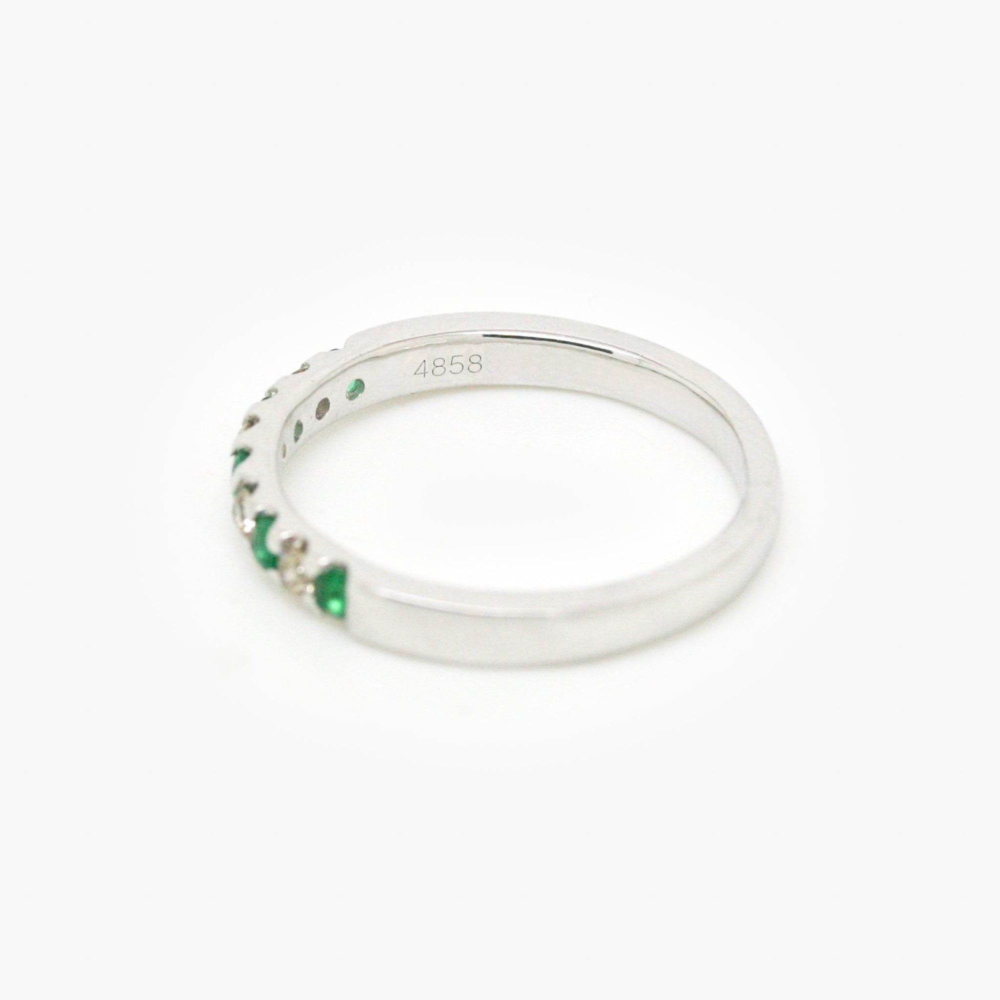 9ct White Gold Emerald & Diamond Half Eternity Ring - Jordans Jewellers