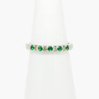 9ct White Gold Emerald & Diamond Half Eternity Ring - Jordans Jewellers