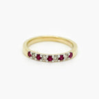 9ct Mixed Gold Ruby & Diamond Half Eternity Ring - Jordans Jewellers